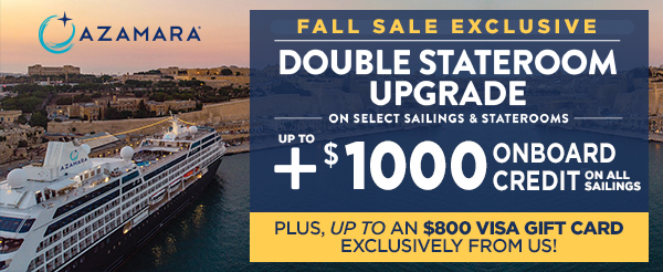 Up to: $1000 OBC, $800 Visa Gift Card, 50% Off 2nd Guest, and More on Azamara
